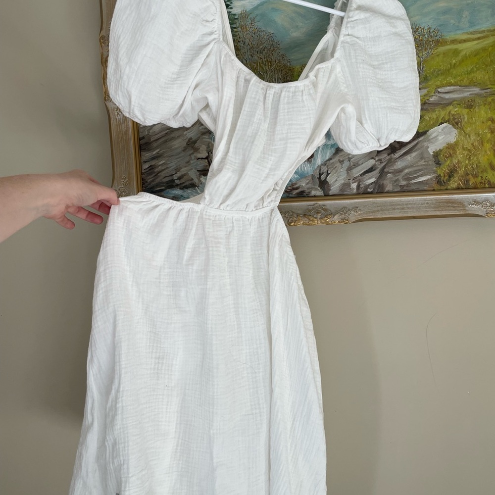 Source Unknown White Puff Sleeve Cutout Maxi Dress - Picture 4 of 4